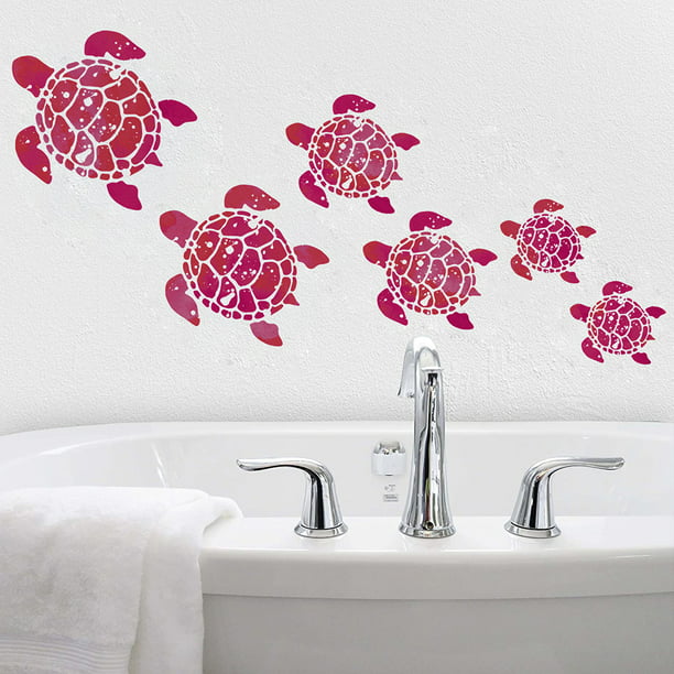 Sea Turtles WIRESTER Clear Decal Vinyl Wall Sticker Decoration for Home Office Living Room Wall Bathroom Toilet Purple 